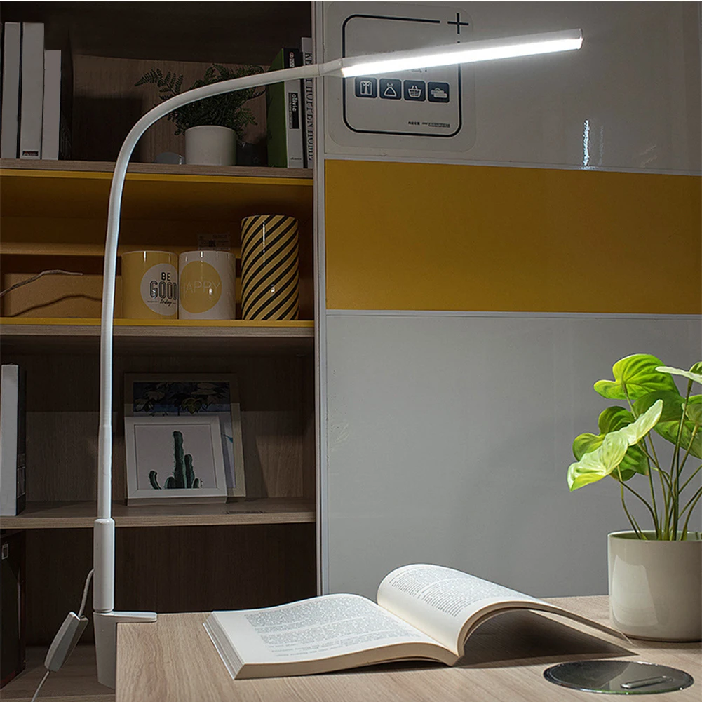 

Flexible Gooseneck Eye Care With Clamp Stepless Dimming Swing Arm Table Lamp Multifunction Home Office Bedroom Remote Control
