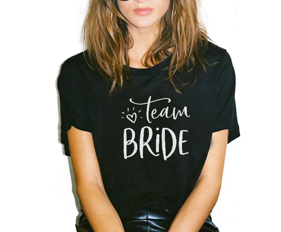 

Team bride squad Bachelorette Party T shirts cotton kawaii graphic crewneck plus size fashion funny top tees for women Ladies