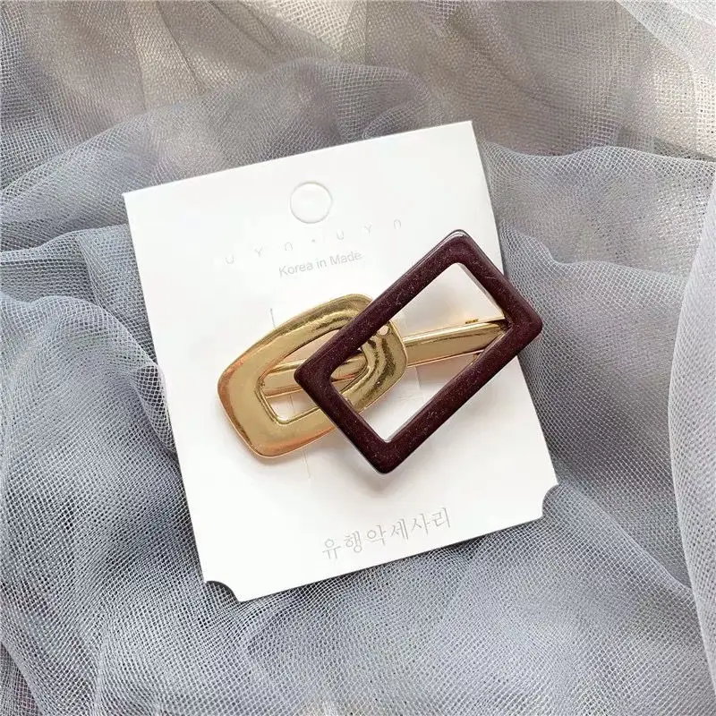 Ins новые модные геометрические заколки для волос девочек прямоугольные сплав