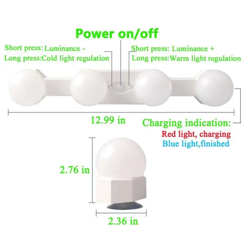 

4 Bulb Hollywood Style Makeup Mirror Light Dimmable LED Vanity Mirror Lamp Kit Lens Headlight Dresser Lamp Adjustable Lights