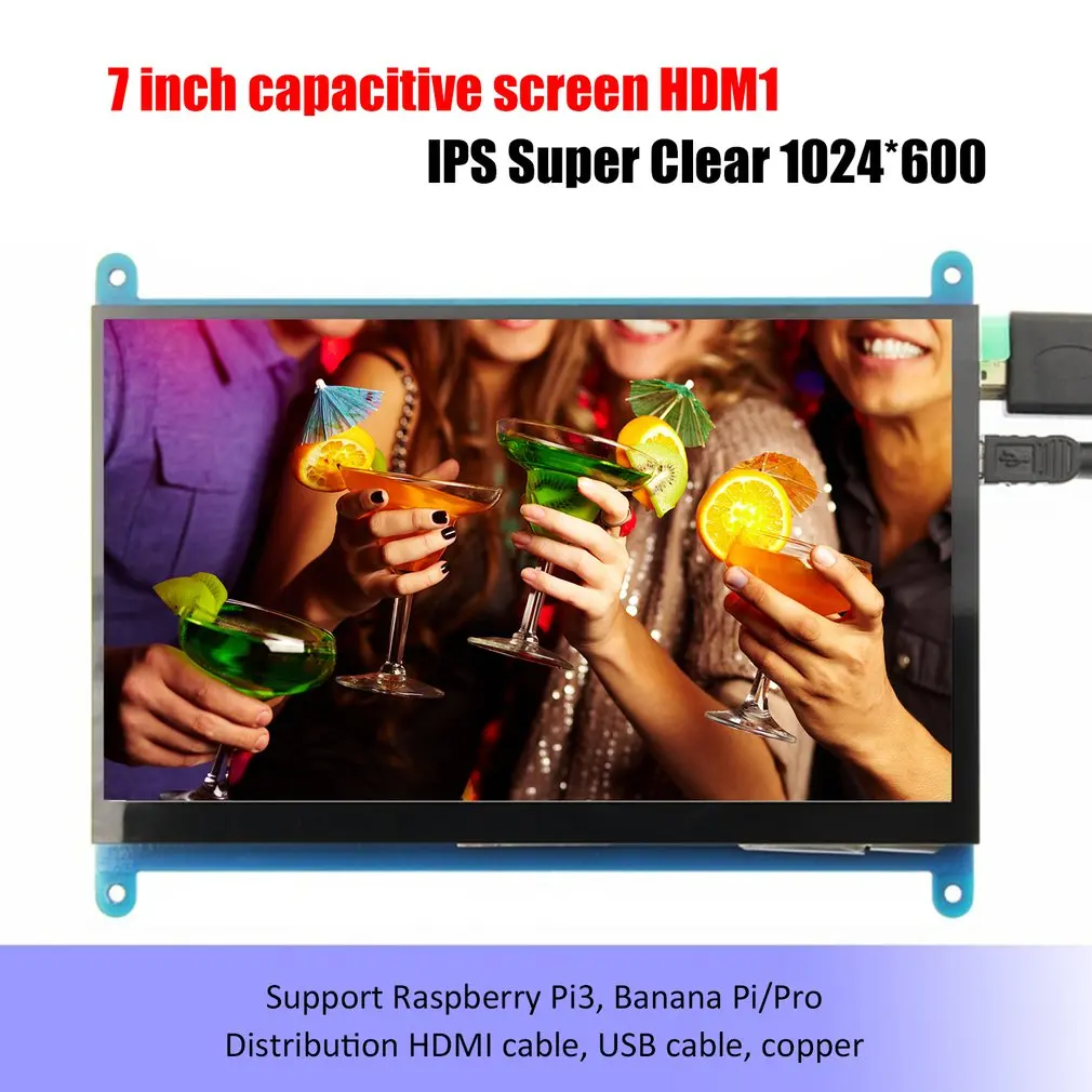 7/5/4/3. 5 дюймовый ЖК монитор HDMI 1024X600 HD сенсорный экран емкостный для Raspberry Pi 4 Model B 3B