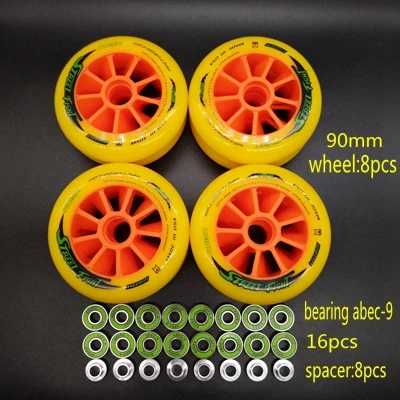 Скоростные коньки колеса 100 мм 110 мм 8 шт./лот - Цвет: yellow 90 mm 8pcs