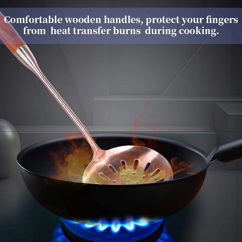 Ложка-скиммер сервировочная ложка с термостойкой деревянной ручкой для кухни |