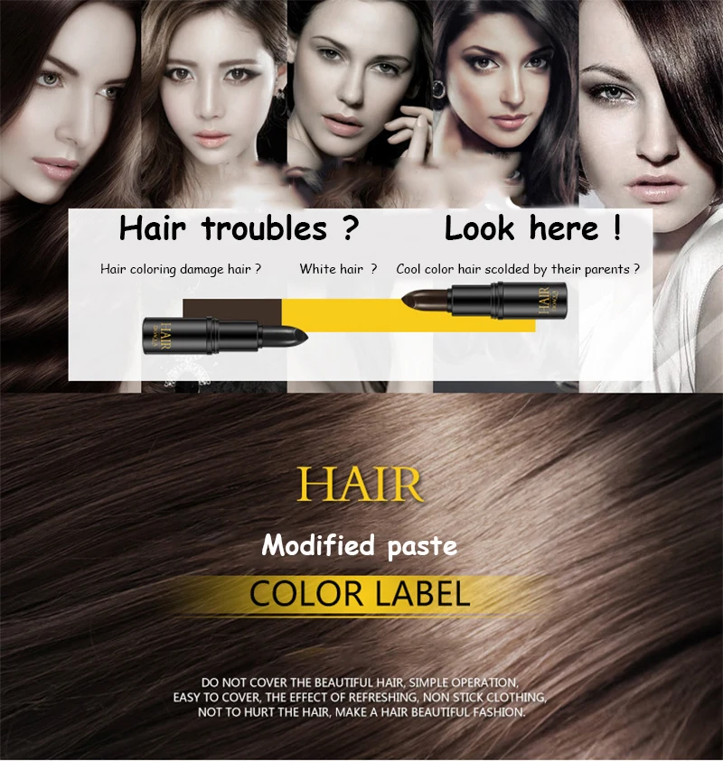 Модифицированная кремовая палочка для временного покрытия белых волос краска