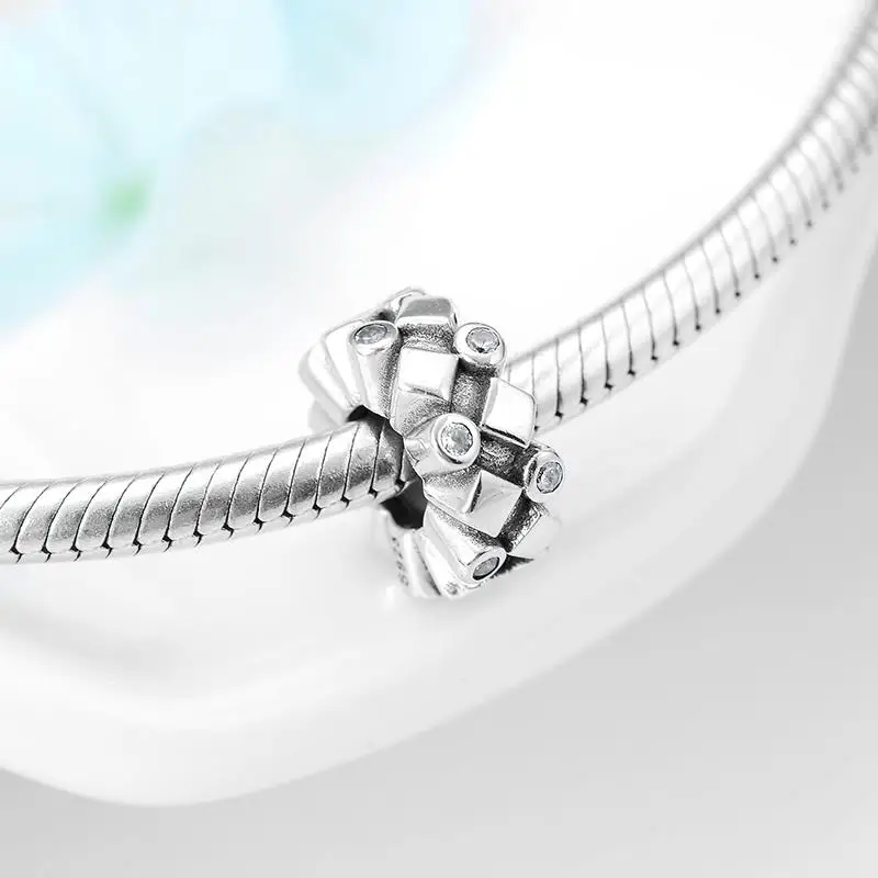 Блестящий Кристалл CZ цветок очарование 925 пробы Серебряный разделитель пробки