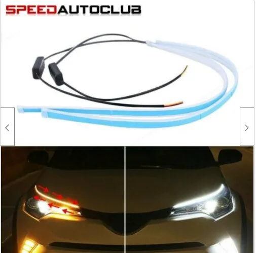 

2pcs Ultrafine Cars DRL LED Daytime Running Lights Ice Blue/White Turn Signal Yellow Guide Strip for Headlight Assembly Dropship