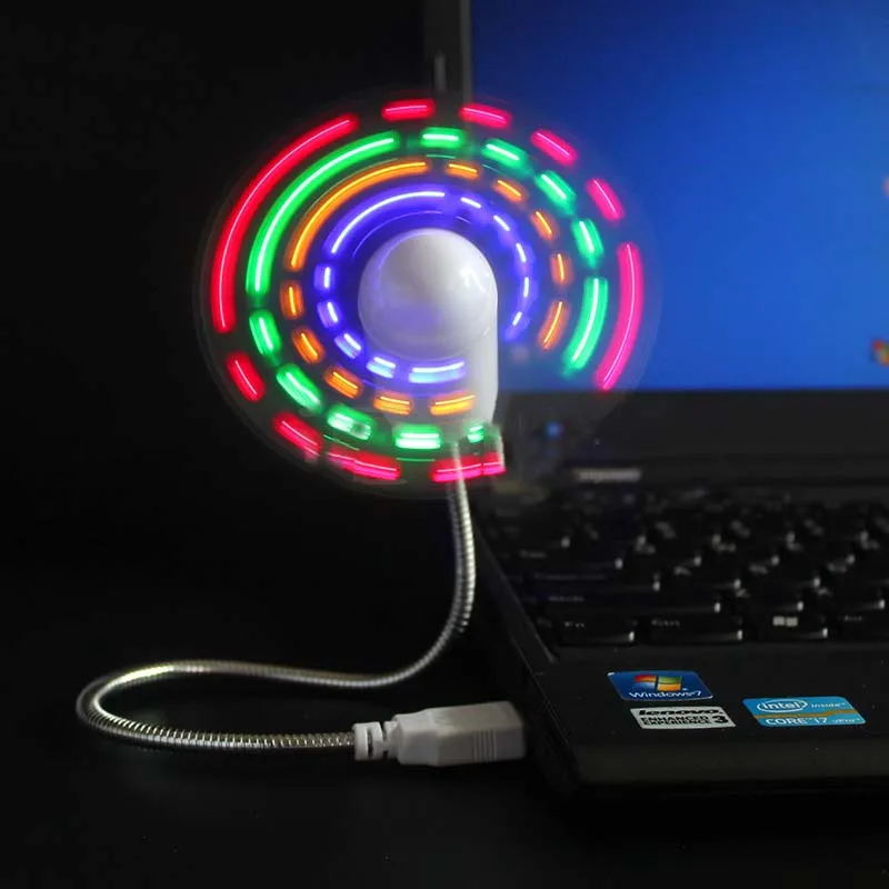 

Mini ventilador de mano USB, dispositivos porttiles con cuello de cisne Flexible, reloj LED, para porttil, PC, Notebook, panta
