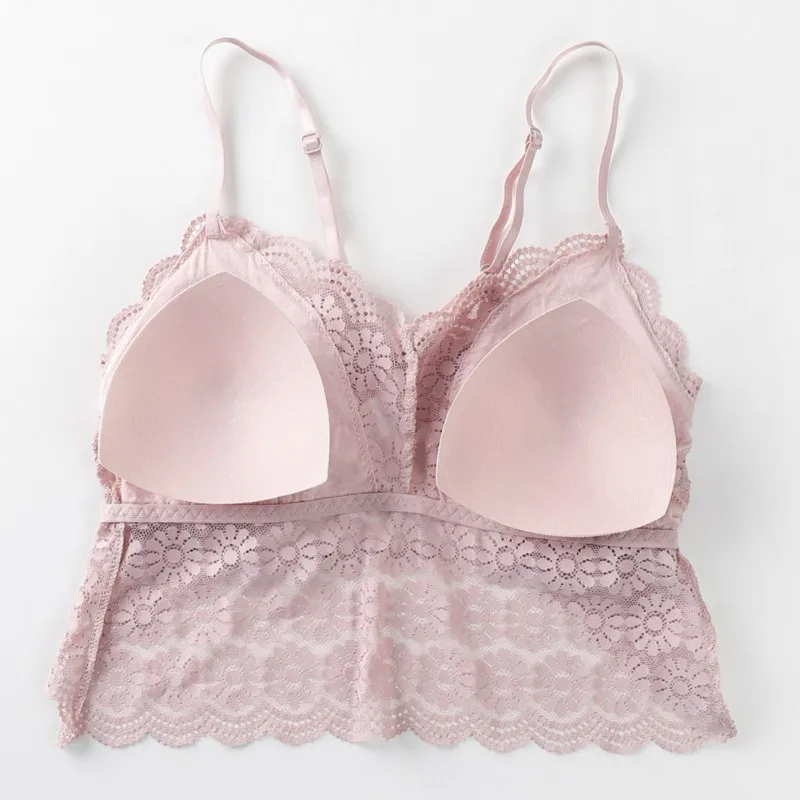 

Lace Gathered Camisole Bottoming Underwear Set Solid Color Jacquard Bra + Lace Briefs French Style Wrapped Chest Tube Top