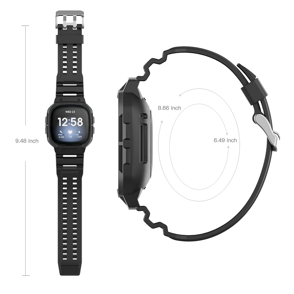 Watchbands for Fitbit Versa3 Sense Watch Strap Band Case Armor Bumper bracelet Sport TPU Shell Wristband Accessories images - 6