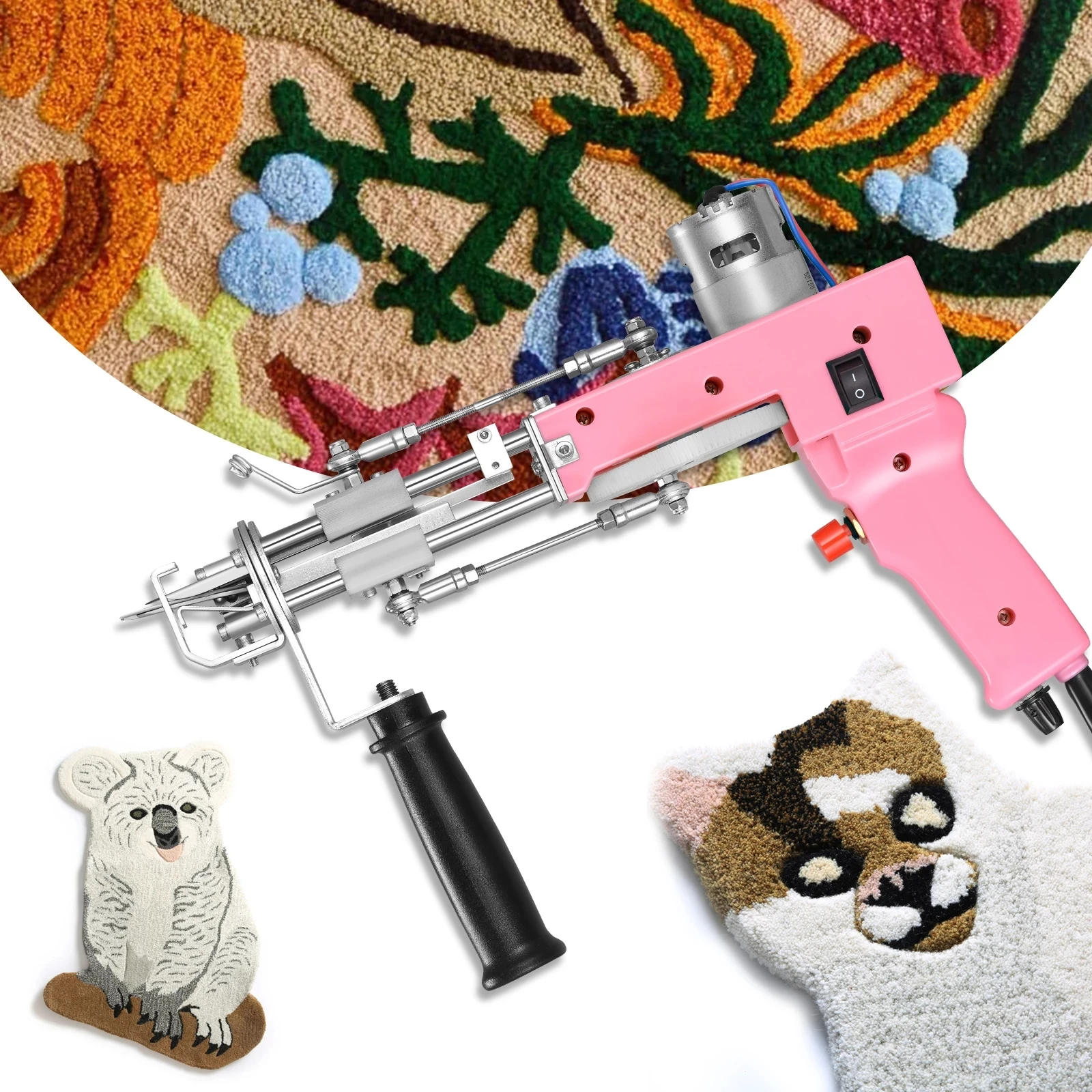 

2 IN 1 Pink Tufting Gun Cut Pile and Loop Pile Electric Carpet Rug Guns Carpet Weaving Knitting Machine DIY Carpet Machine