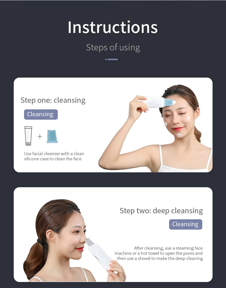 JinKaiRui Ultrasonic Shovel Skin Massager Portable Scrubber Vibration Clean Exfoliation Blackhead Removal
