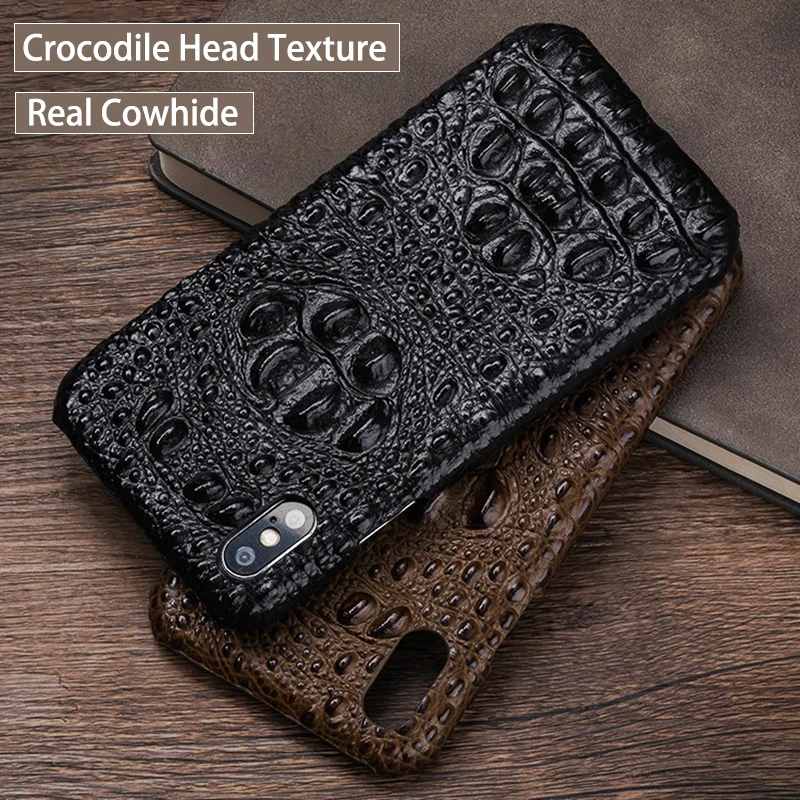 

Luxury Cowhide Phone Case For iPhone Xr 6 6s 7 8 Plus X Xs Max Case Crocodile skull back caudal fin Cover For 6p 6sp 7p 8p Case