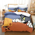 Комплект постельного белья с рисунком мышки Джерри, односпальный, двойной, полноразмерный, Королевский, с рисунком кота и Тома, Комплект постельного белья из аниме 3D, для детской спальни, 038