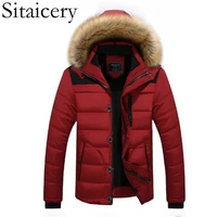sitaicery thick winter jackets mens coats male parkas casual thick outwear hooded fleece jackets warm overcoats mens clothing