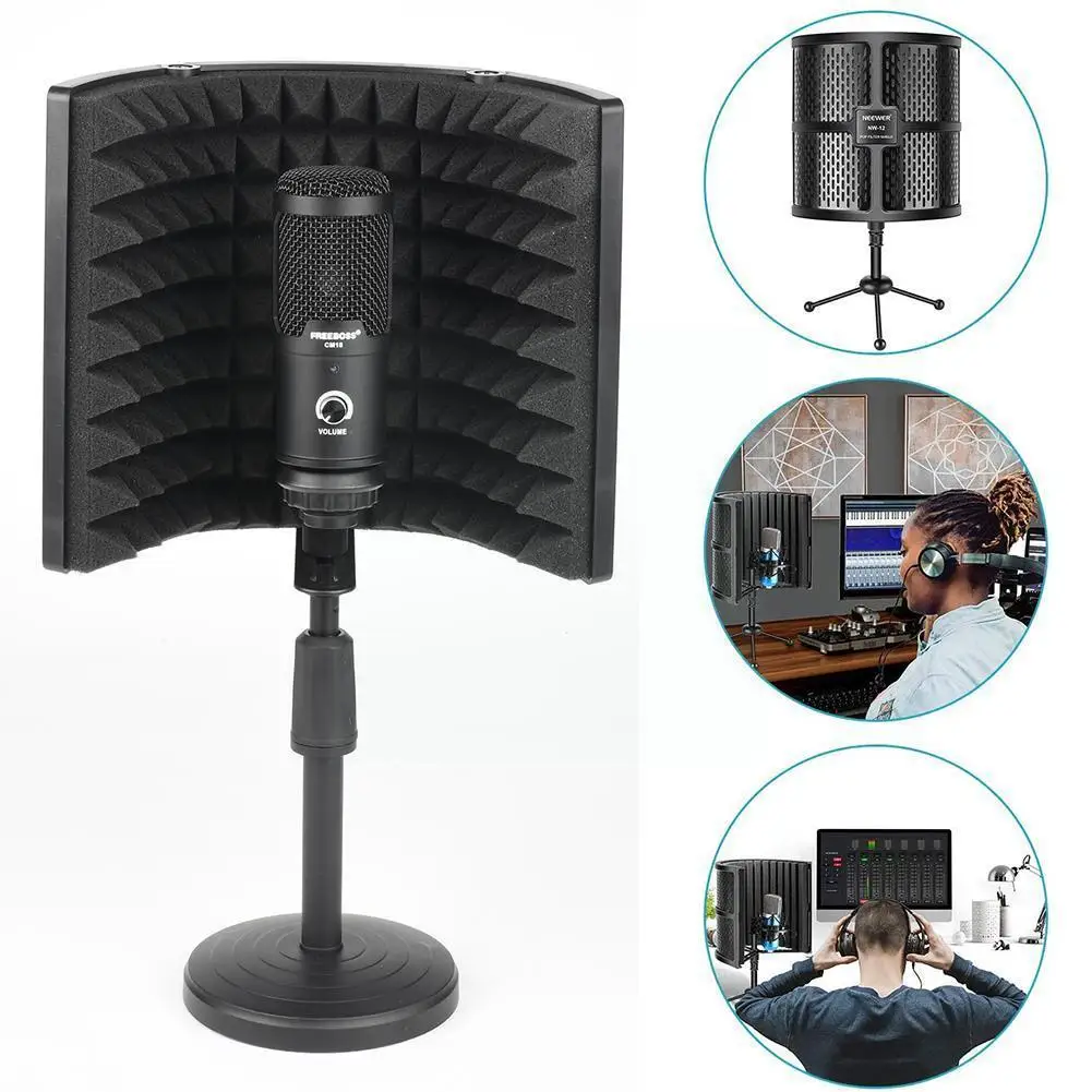 

Broadcast Studio Adjustable Angle Foldable Noise Reduction Mini Sound Microphone Screen Protect Microphone Absorbing Wind Q8I4