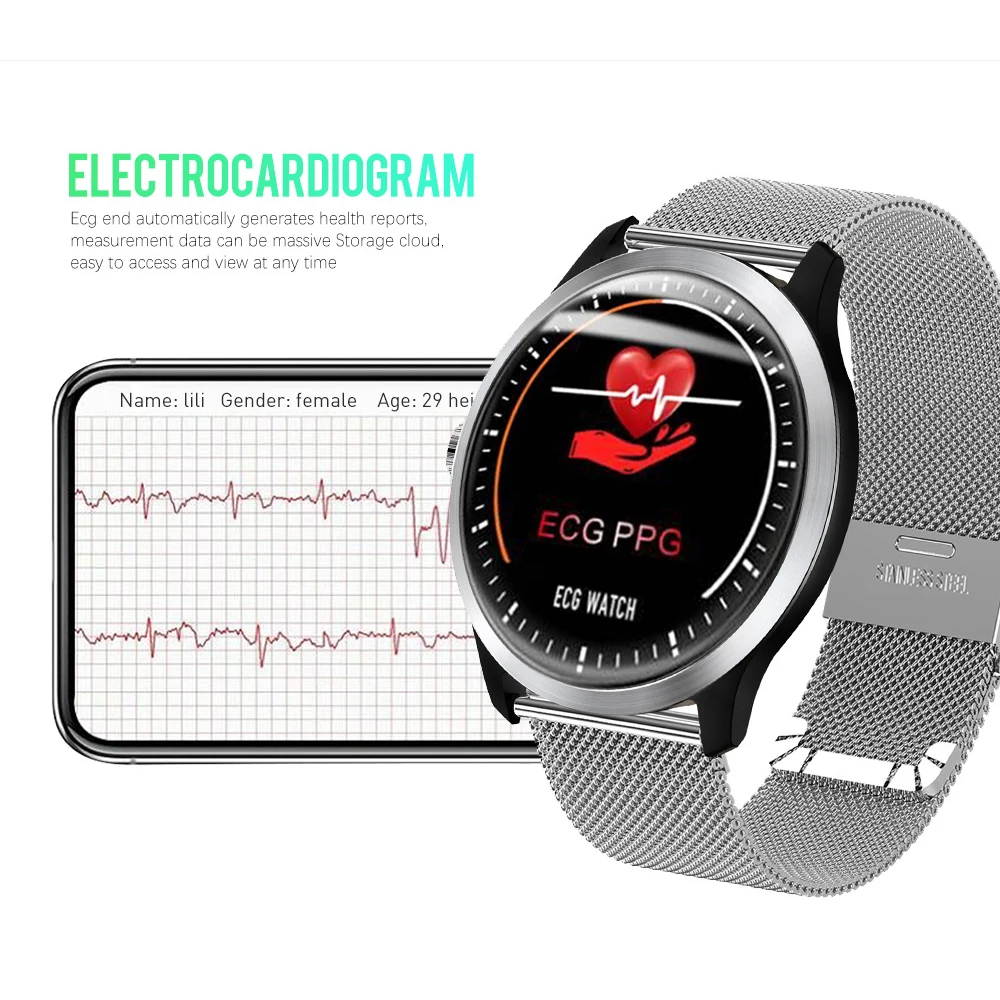 2020 Smart Watch With Electrocardiograph Ecg Display Holter Heart Rate Monitor Blood Pressure Sports Smartwatch Waterproof | Спорт и