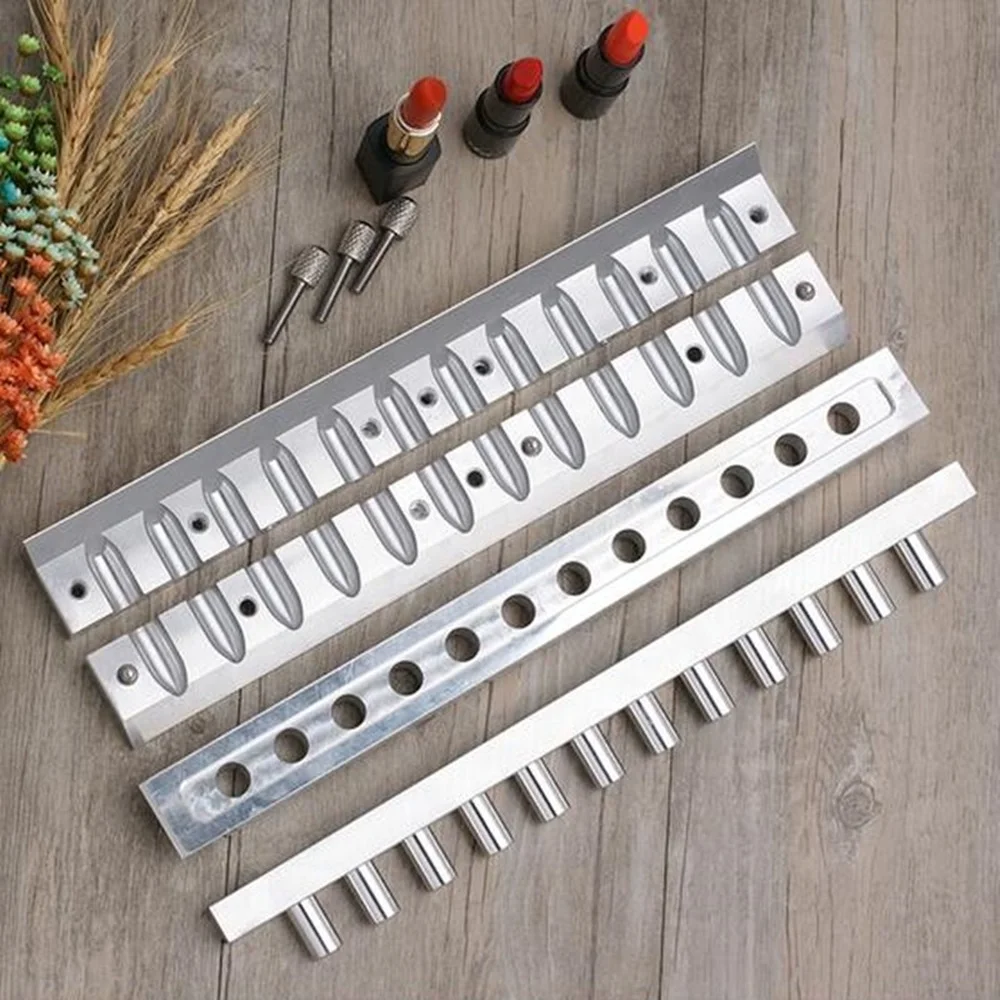 1 компл. 12.1 мм алюминий Помада плесень 12 полостей отверстиями для DIY губы