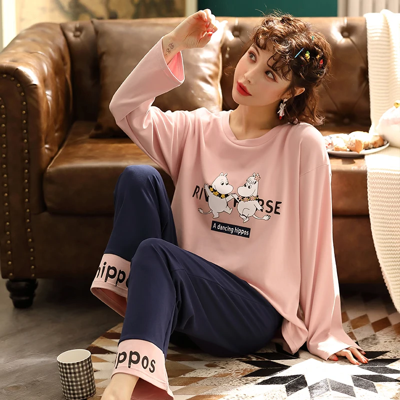 Новинка 2020 одежда для сна домашняя Хлопковая пижама Mujer штаны с длинными рукавами