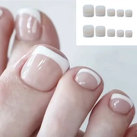 classic french square toes nails nude nature false nail exquisite feet tips faux toes nail manicure decoration nail art supplies