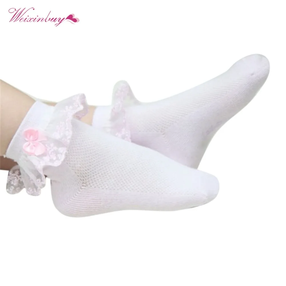 New Retro Lace Ruffle Frilly Socks Baby Girls Kids Princess Mesh Socks Breathable Short Ankle Socks For Girl 1Pcs