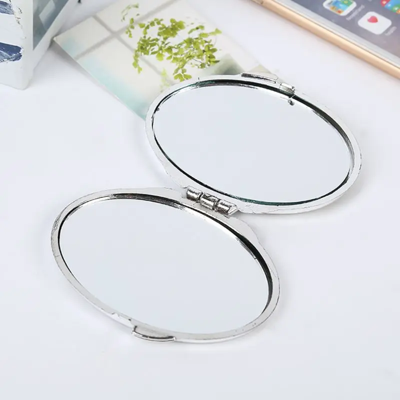 Круглое мини зеркало с блестками для макияжа компактное Складное двухстороннее