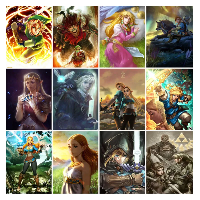 

Алмазная 5D картина из мультфильма «Зельда», картина на стену, полноразмерная круглая вышивка, мозаика, вышивка крестиком, домашний декор