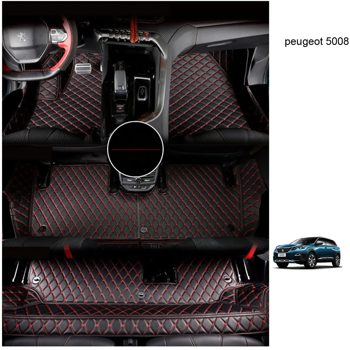 Lsrtw2017 кожаные автомобильные коврики для peugeot 5008 7 мест 3-мя рядами красивых аксессуары с покрытием Интерьер коврик для ног