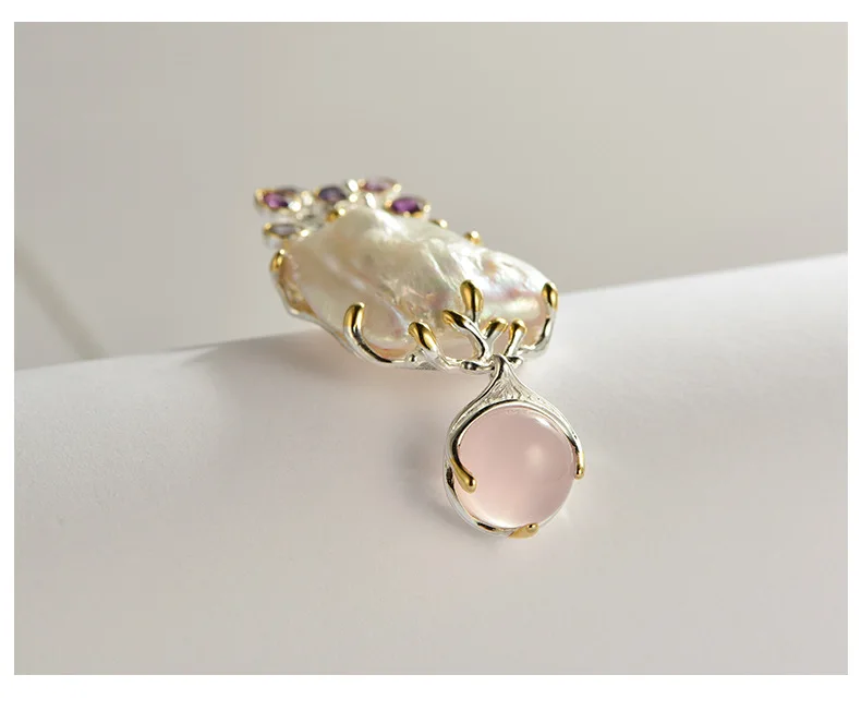 

Baroque Shaped Pearl Pendant Women's S925 Silver Choker Wholesale Jewelry