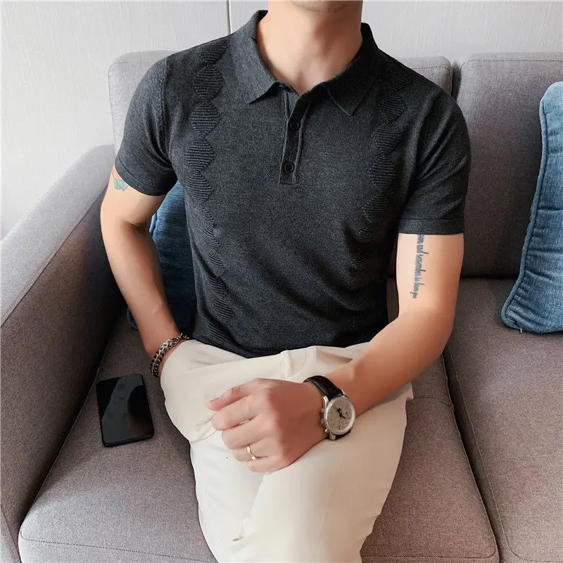 

Летняя Мода Алмазный плед Тонкий поло весна мужчины Британский стиль простой Поло рубашка мужская мода 2021 короткий рукав мужчины черный бе...