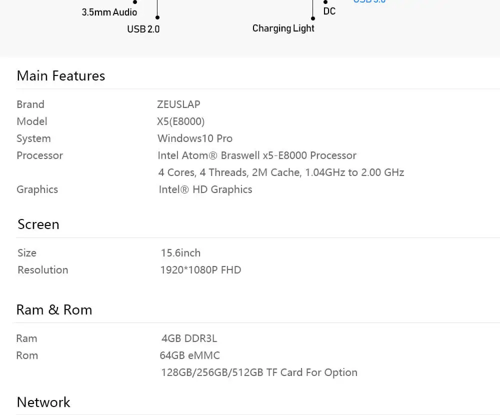 ZEUSLAP 15,6 дюймов Intel четырехъядерный процессор 4 ГБ ОЗУ 64 Гб система EMMC Windows 10 1920*1080P FHD экран нетбук ноутбук компьютер