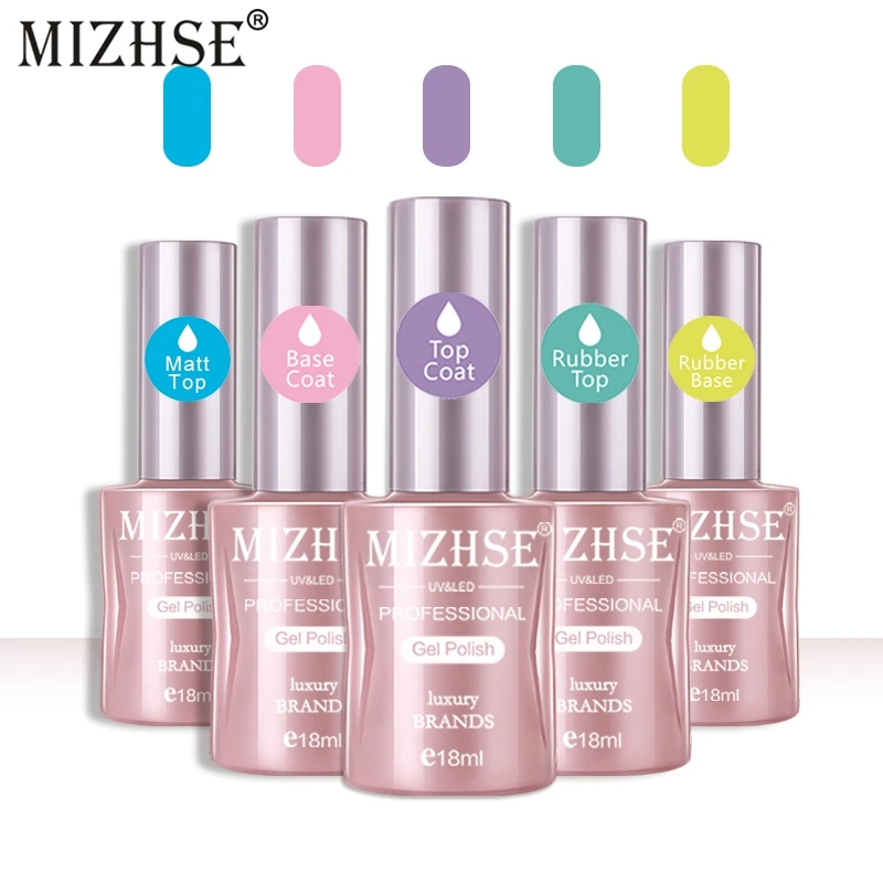 MIZHSE 5 шт. 18 мл УФ гель для ногтей матовое верхнее покрытие RubberTop & Base coat долговечное