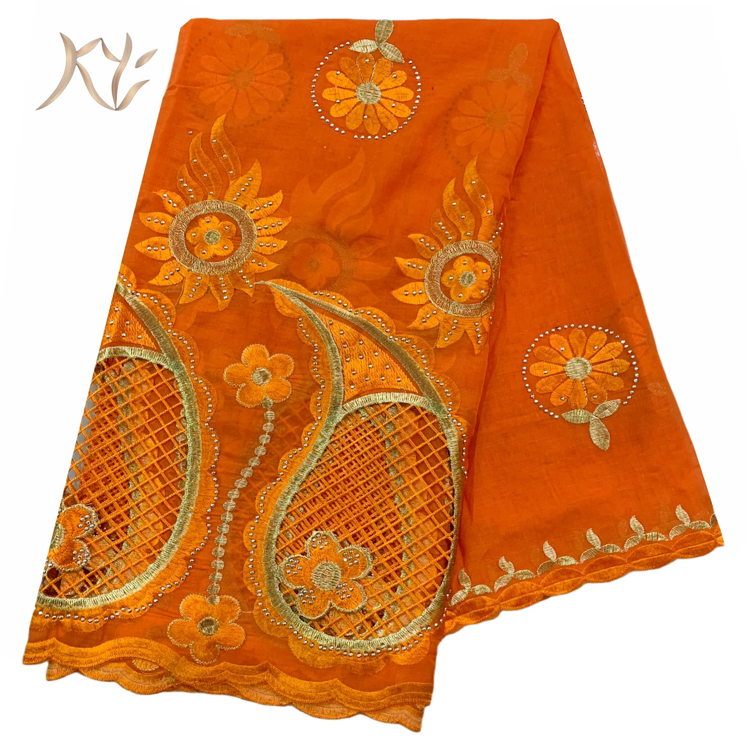 

Fashion Hot Sale African Women Scarfs Big Circle Design Big Embrodiery Cotton With Grenadine Big Scarf for Shawls Pashmina