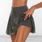 Женская Спортивная юбка для бега с высокой талией, защитные трусики, шорты для йоги, сетчатые двухслойные Лоскутные Шорты для фитнеса, спортивная короткая юбка