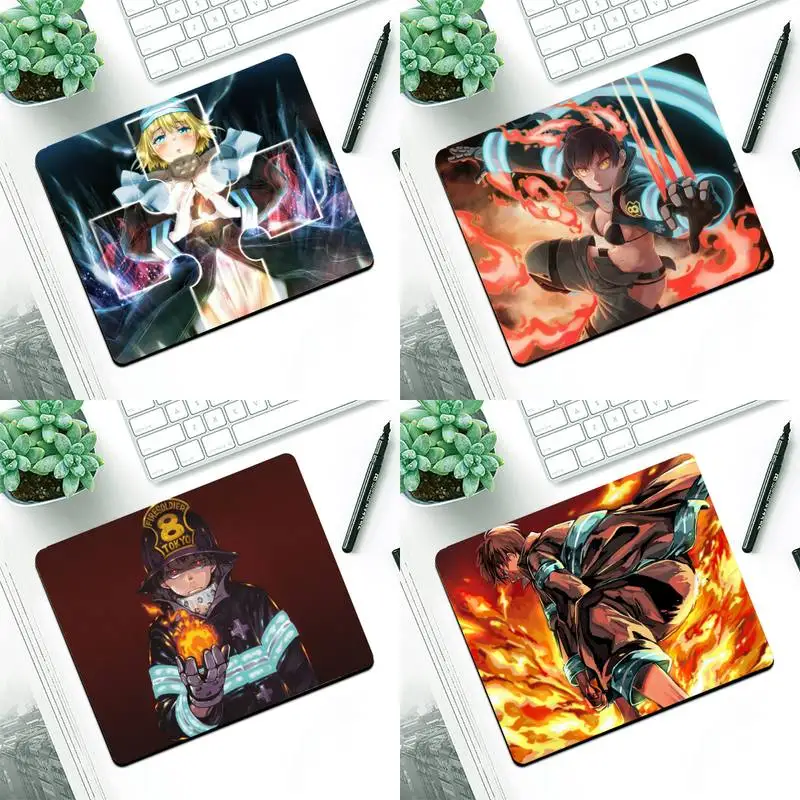 

YNDFCNB Fire Force Gaming Player desk laptop Rubber Mouse Mat Small Pads Rubber Mouse Mat MousePad Desk Gaming Mousepad Cup Mat