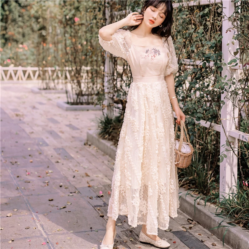 Новинка 2020 модная женская одежда винтажные платья с квадратным вырезом|Женские платья| |