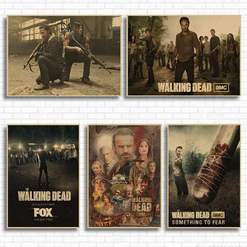the-walking-dead-season-7-classic-movie-kraft-paper-poster-bar-cafe-living-room-dining-room-wall-decorative-paintings