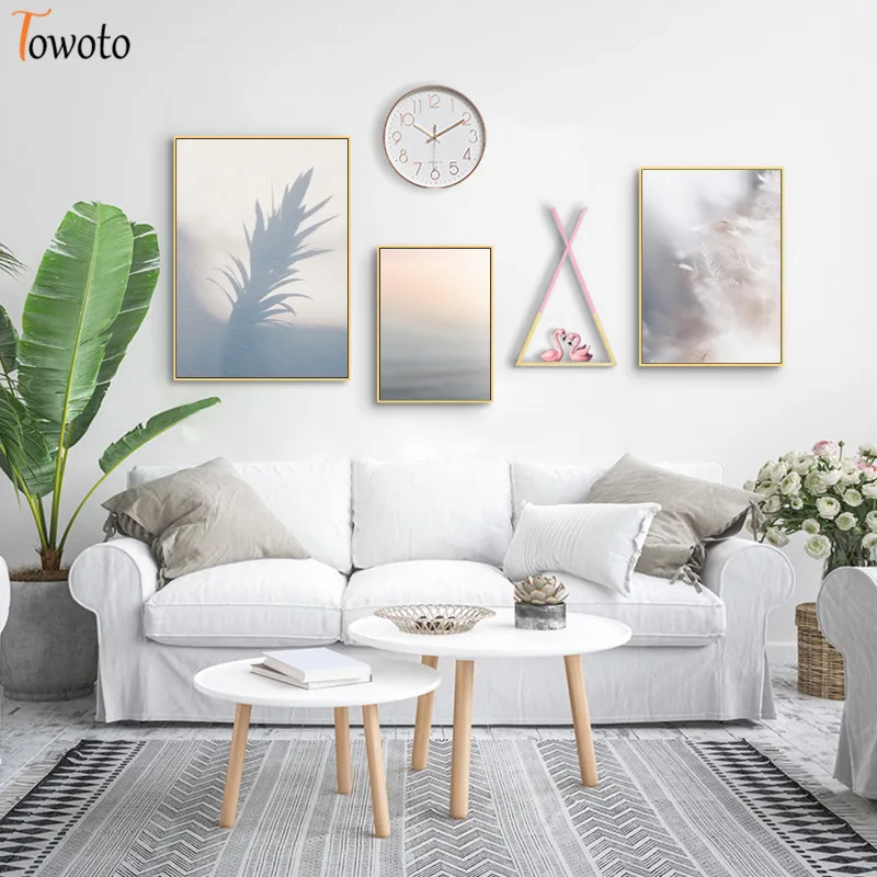 Пастельная цветная Картина на холсте скандинавский плакат минималистичный