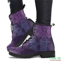 boots women british style tooling womens leather shoes skull print color boots high top butterfly womens boots
