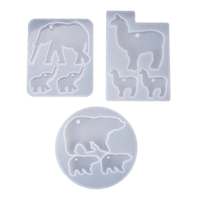 

3Pcs Crystal Epoxy Resin Mold Elephant Alpaca Bear Keychain Casting Silicone Mould Set DIY Crafts Jewelry Pendant Making Tools