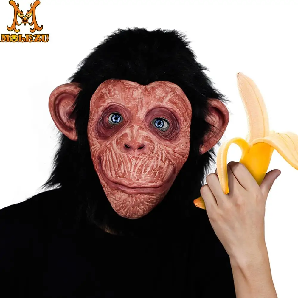 Molezu маски Gorilla вечерние латексные с длинной шерстью крупные обезьяны|Маски для