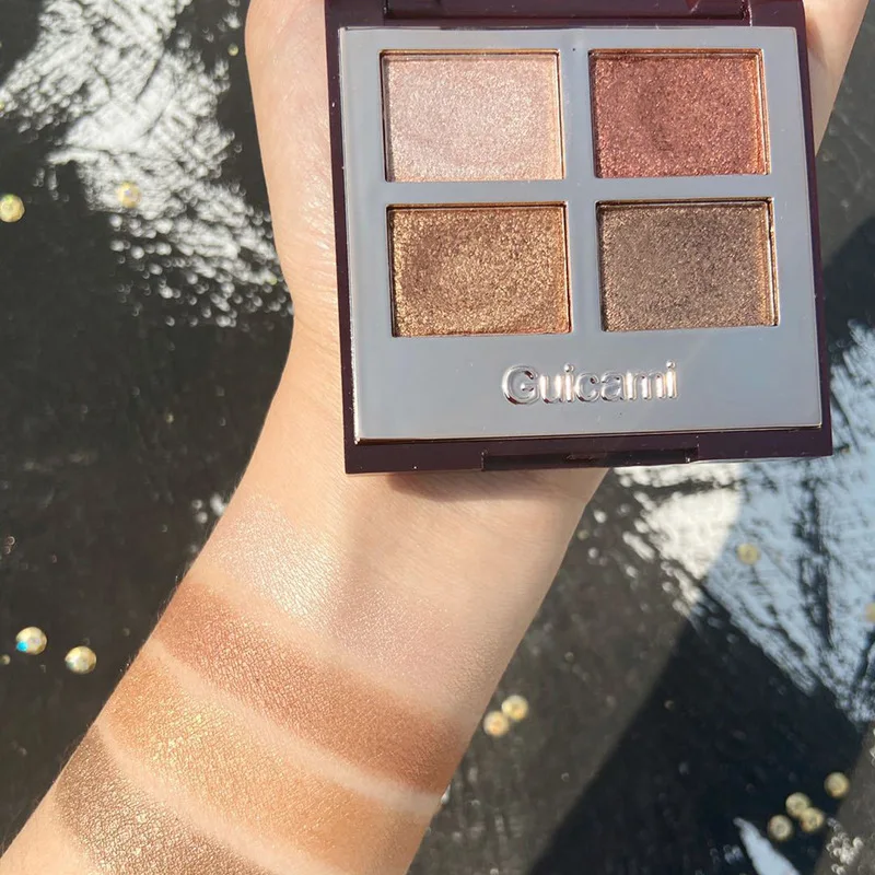 Палетка теней для век 4 цветов жемчужные матовые блестящие земляные тени Красота