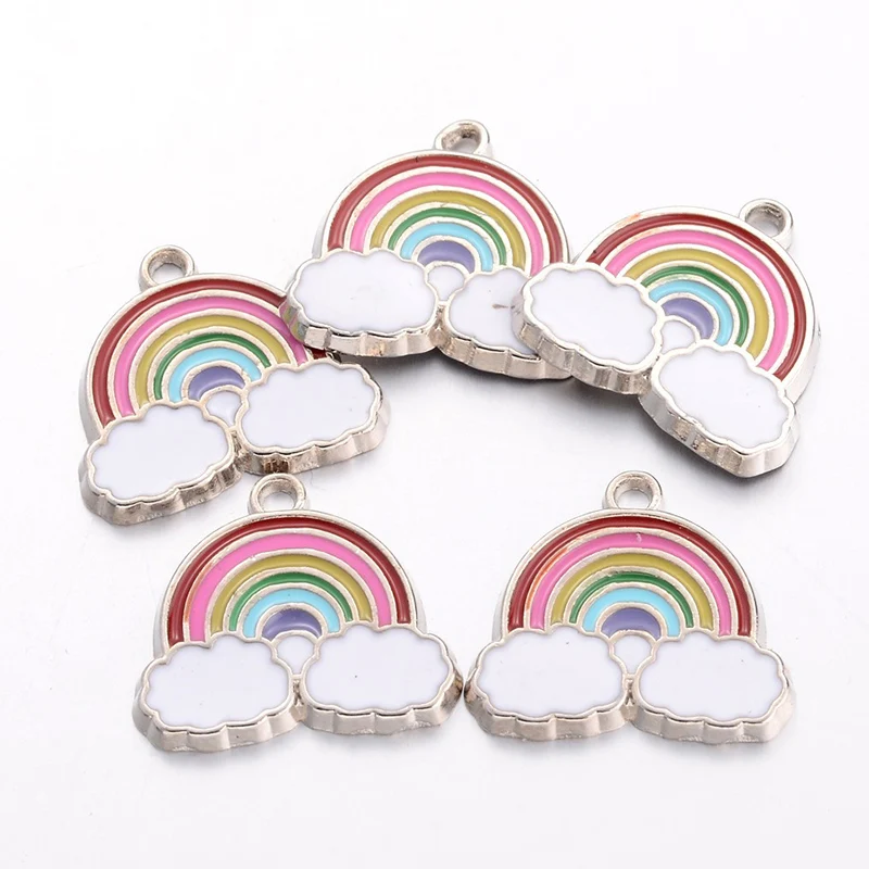 10pcs/set Cute Rainbow Enamel Pendants Alloy Cloud Charm Pendant Jewelry Necklace DIY Craft | Украшения и аксессуары