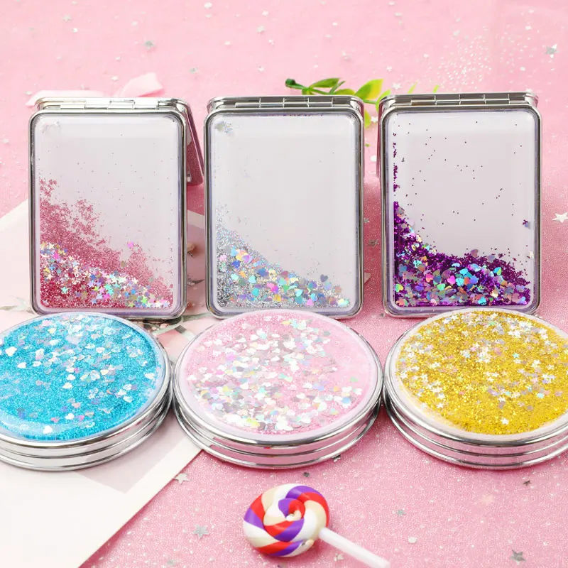 5 цветов креативное маленькое зеркало с сыпучим песком симпатичное мультяшное