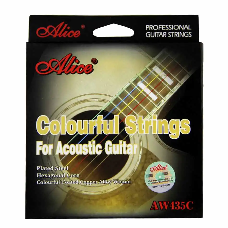 

Новинка, цветные Струны для акустической гитары Alice AW435C, стальные струны с покрытием, аксессуары для гитары