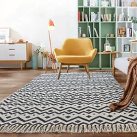 boho carpet vintage cotton and linen tassels floor mat bedroom bedside mat living room sofa coffee table mat machine washable
