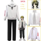 Костюм для косплея, белая куртка, штаны, бейсбольная форма, черный и золотой парик