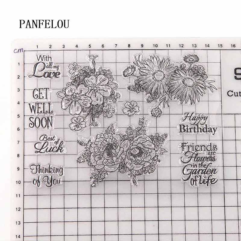 PANFELOU 15x11 букет цветов прозрачный силиконовый штамп/печать DIY