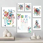 Абстрактная акварель, анатомия глаз, обучение, настенное искусство, холст, живопись, скандинавские плакаты, печать, настенные картины для гостиной, домашний декор