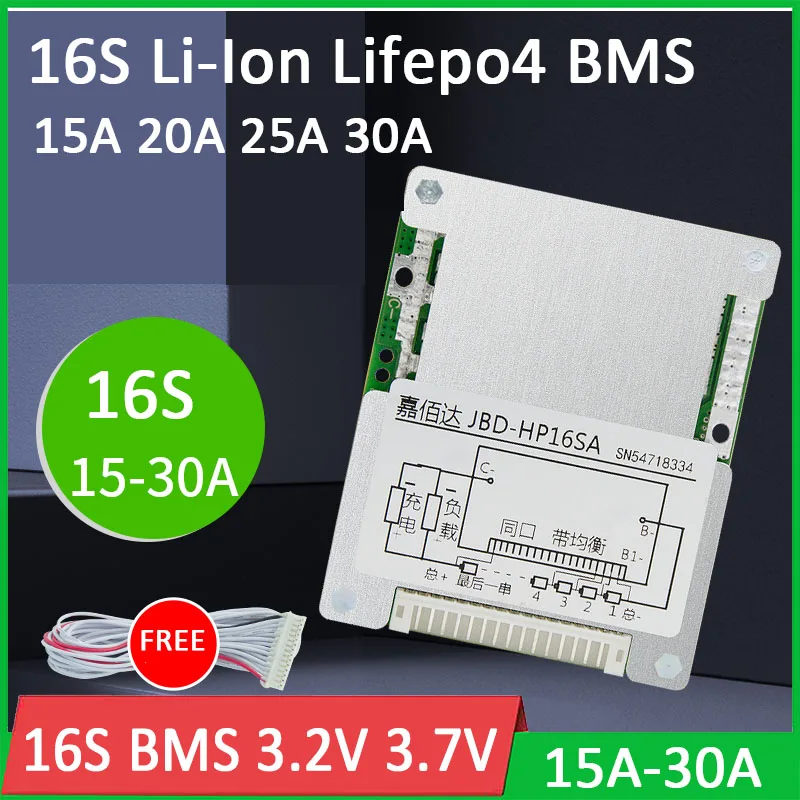 BMS 16S li ion/Lifepo4 60V/48V литиевая батарея Защитная плата балансировщик PCB 15A 20A 25A 30A