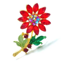 fashion wedding plant flower brooch pins rhinestone crystal sunflower daisy brooch scarf pin vintage badge buckle women jewelry